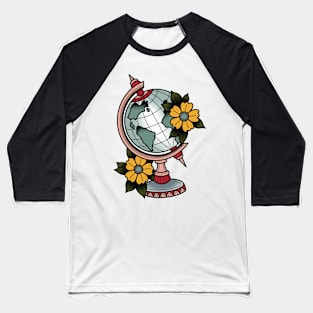 Globe traditional tattoo Baseball T-Shirt